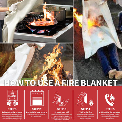 WUERLI Fire Blanket for Home and Kitchen,40" x 40",4 Pack,Emergency Fire Blanket