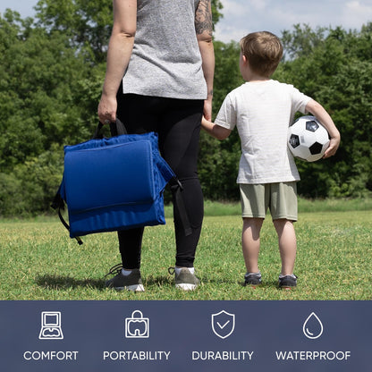 Everlasting Comfort Stadium Seats with Back Support - Adjustable Memory Foam Bleacher Chairs with Back and Cushion, Portable, Easy Folding Stadium Seat Cushion with Storage Pocket