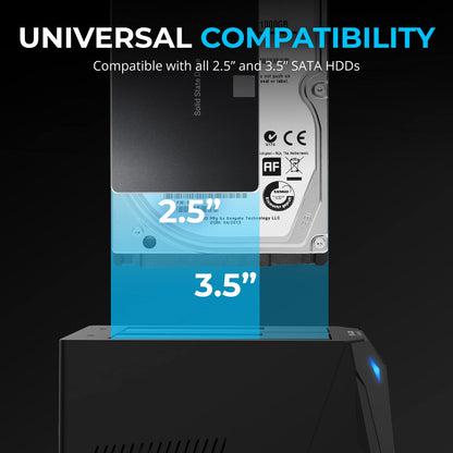 SABRENT USB 3.0 to SATA I/II/III Dual Bay External Hard Drive Docking Station for 2.5 or 3.5in HDD, SSD with Hard Drive Duplicator/Cloner Function [20+TB Support] (EC-HD2B)