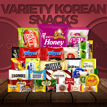 Dagaon Favorite Korean Snack Box 30 Count - Appetizing Gift and Care Package for any occasions and everyone. Variety of Korean Treats Including Top Picked Chips, Biscuits, Cookies, Pies, Candies.