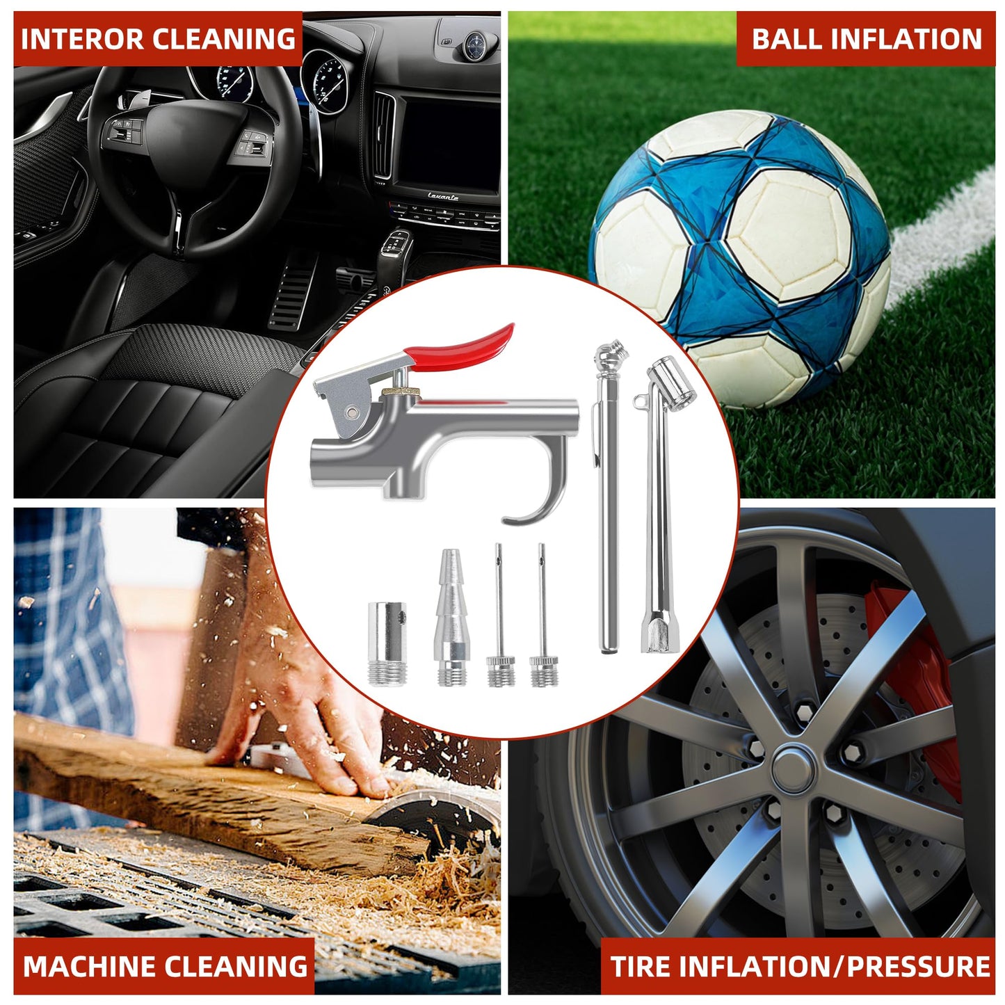 WYNNsky 17PCS Air Compressor Accessories Attachment Kit, 1/4’’ Air Hose Fittings, Blow Gun, Tire Gauge, Air Chuck