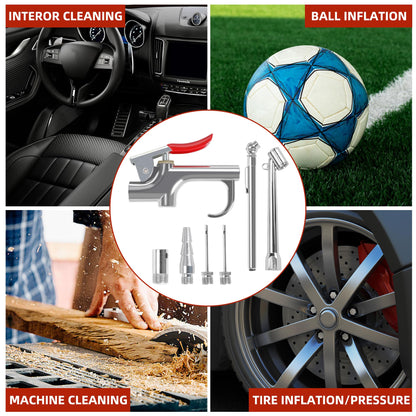 WYNNsky 17PCS Air Compressor Accessories Attachment Kit, 1/4’’ Air Hose Fittings, Blow Gun, Tire Gauge, Air Chuck