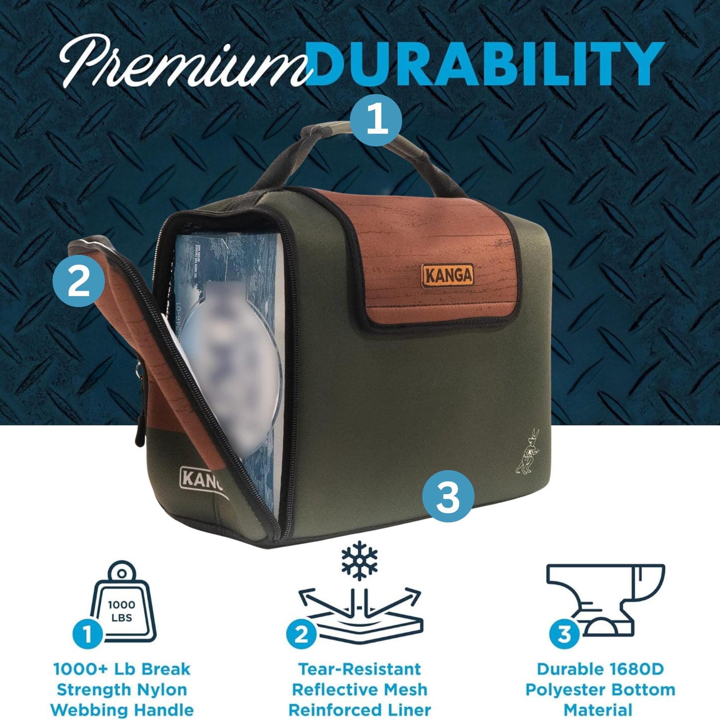 Kanga Insulated Cooler Bag - Soft Cooler Bag - 24 Pack Beer and Seltzer Drink Cooler - Insulated and Durability Tested - Kanga Kase Mate Cooler - Woody