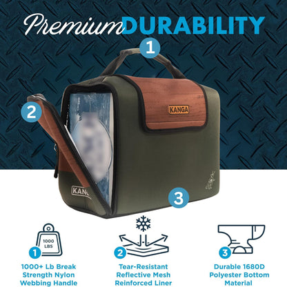 Kanga Insulated Cooler Bag - Soft Cooler Bag - 24 Pack Beer and Seltzer Drink Cooler - Insulated and Durability Tested - Kanga Kase Mate Cooler - Woody