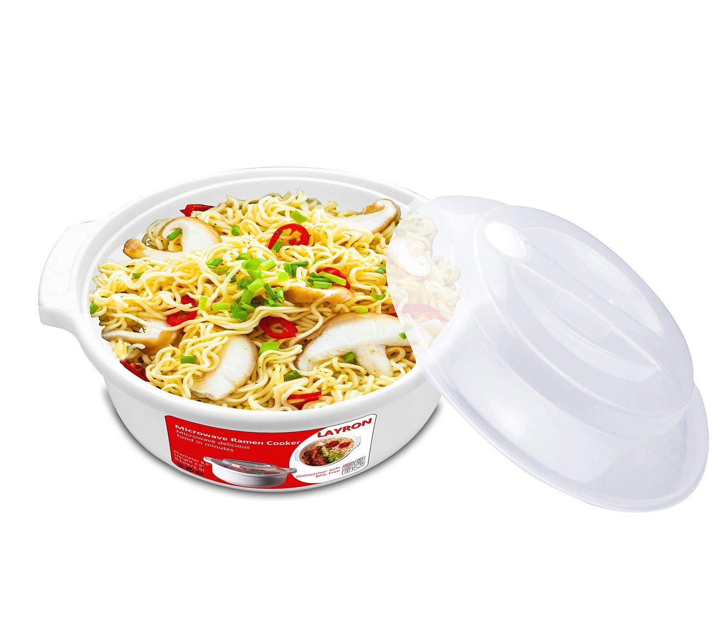 Zdesign Microwave Ramen Cooker Noodle or Soup Bowl Easy Mac Perfect for Breakfast, College Dorm Essentials for Boys Girls,Office, Dishwasher-Safe, BPA-Free, 51OZ/1.52L