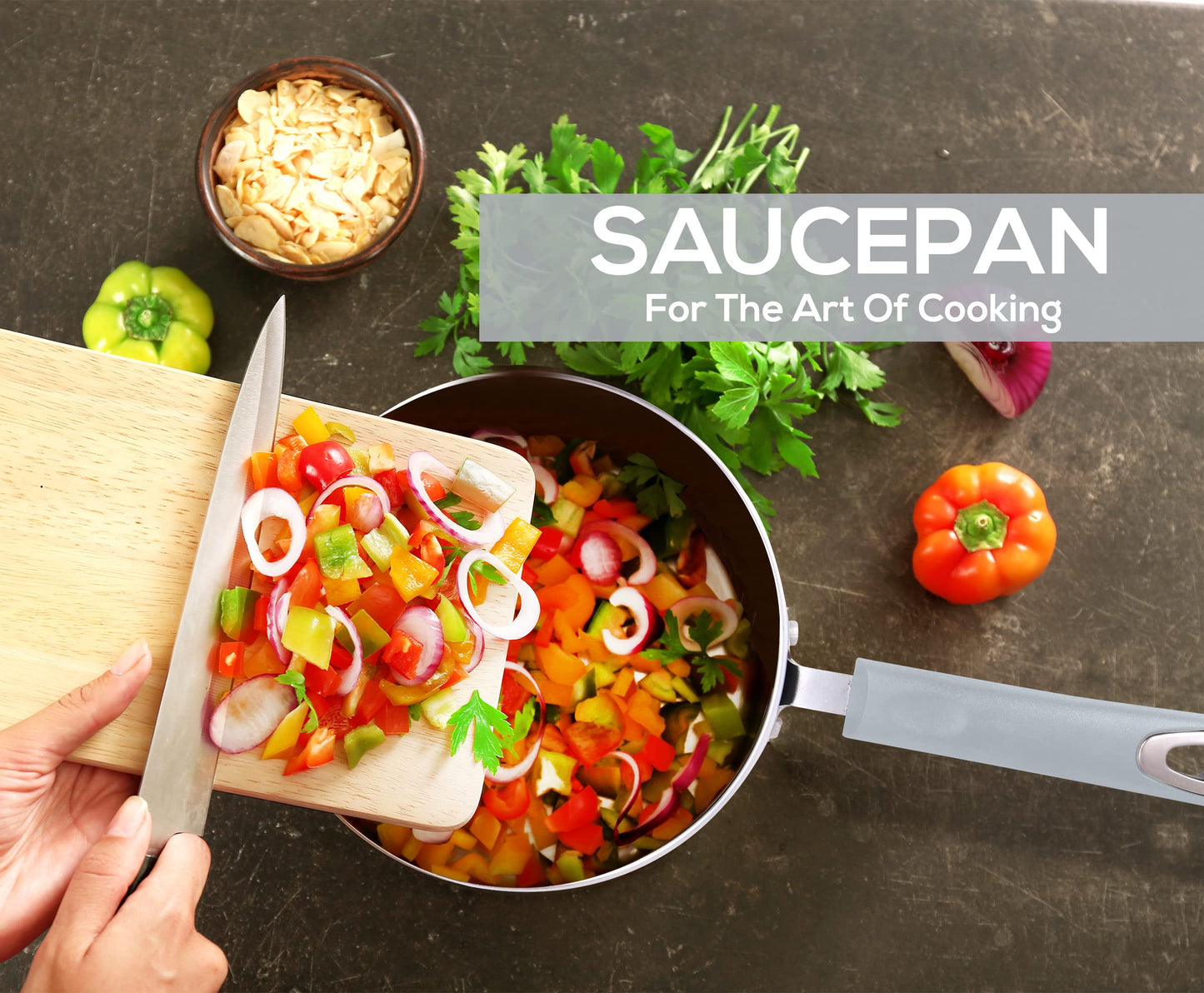 Utopia Kitchen Nonstick Saucepan Set with Lid, 1 Quart and 2 Quarts Multipurpose Pots Set for Home Kitchen or Restaurant (Silver-Black)