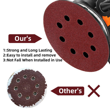 100PCS 5 Inch 8 Holes Sanding Discs 60 120 240 400 600 800 1000 1200 1500 2000 Grit Sandpaper Sander Round Sand Paper (100pcs 60-2000 grit)