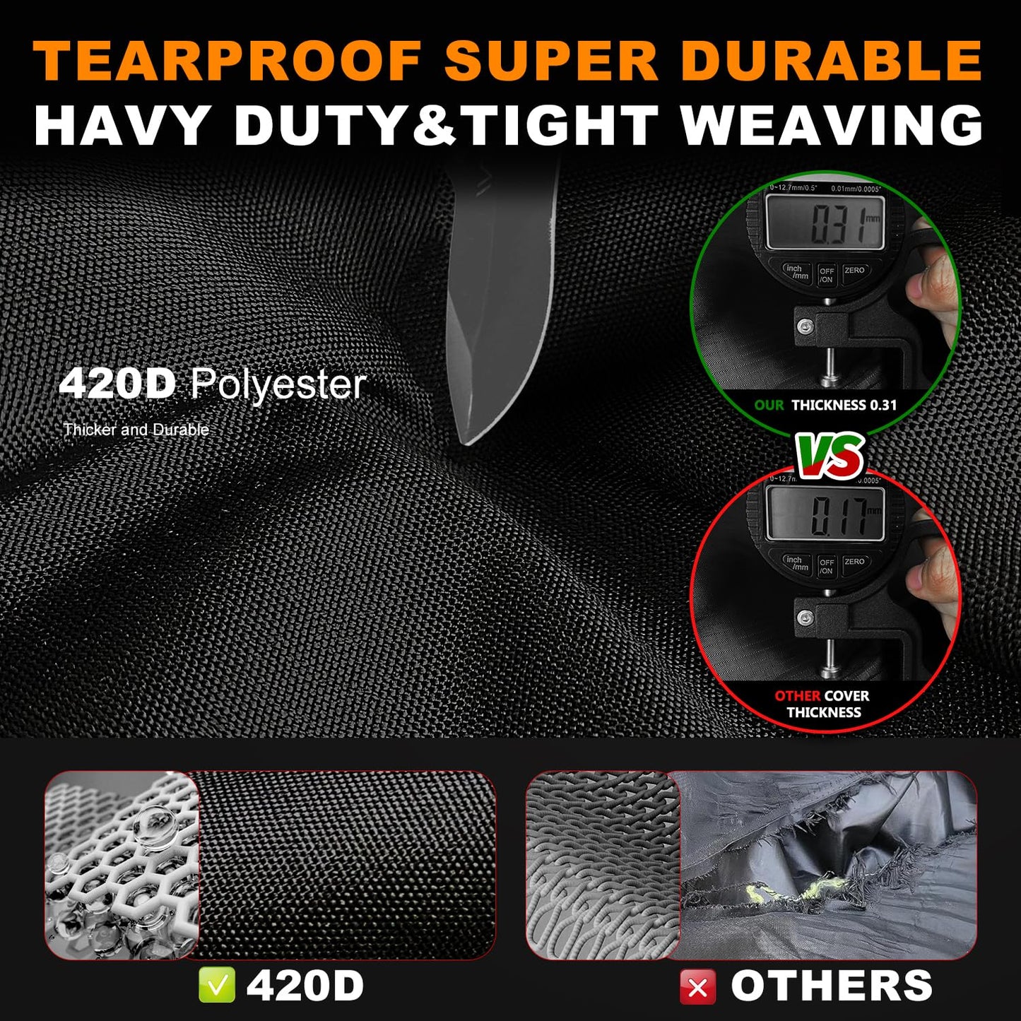 UTV Cover 2 Seater Waterproof Outdoor,Side by Side ATV Covers,Durable Anti-UV All Weather Protection, Compatible with Polaris Ranger RZR Can-am Defender Yamaha Honda Pioneer,115" Lx59 Wx74.8 H