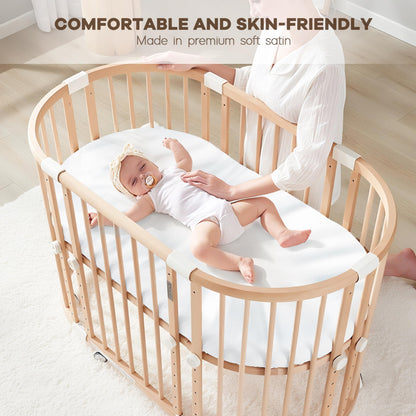 Pro Goleem Satin Bassinet Sheet 2 Pack Great for Baby Hair Soft Silk Feeling Sheet for Cradle or Bassinet Pad＆Mattress for Boys and Girls Gift for Newborn and Infant White and Gray