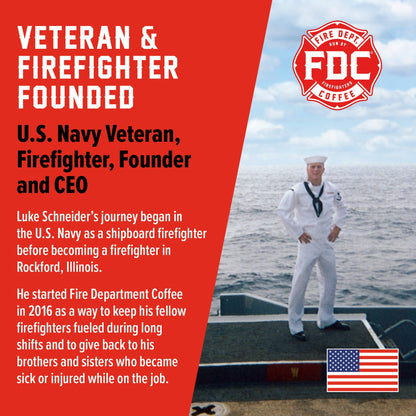 Fire Department Coffee - Black Cherry Bourbon Coffee - Gives Back to Firefighters - Premium Bourbon Infused Ground - Non-Alcoholic - Roasted in the USA - Veteran Owned - 12 oz