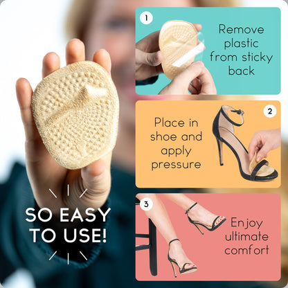 Walkize Metatarsal Pads Women | Heel Inserts for Women | Ball of Foot Cushions (2 Pairs Foot Pads) All Day Pain Relief and Comfort One Size Fits Shoe Inserts (Beige)