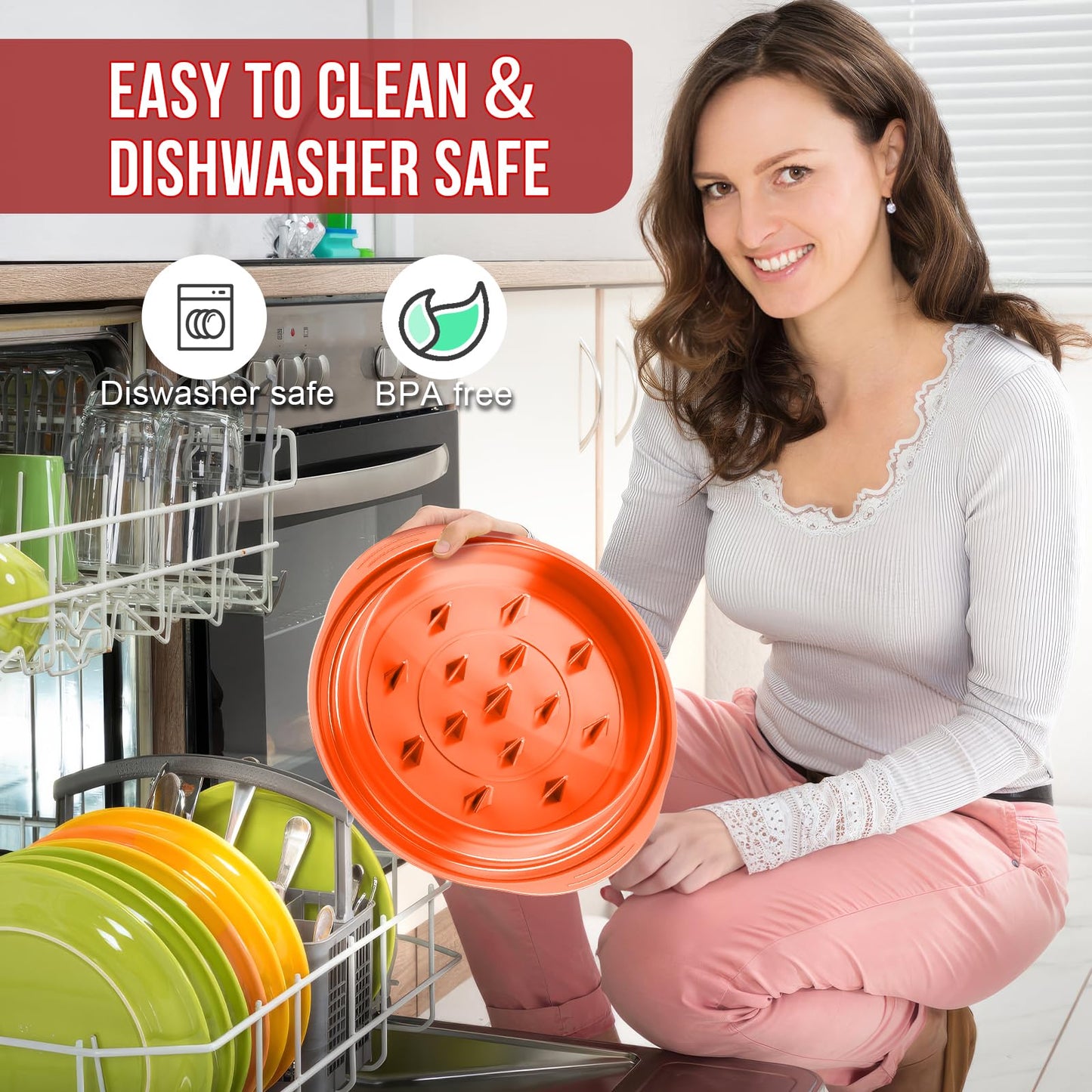 SoulLife Chicken Shredder 8 Inches, Chicken Breast Shredder Tool, Cooked Meat Shredder with Clear Lid, Ergonomic Design, Auti-slip, Easy To Clean, Chicken Shredder Tool Twist, Chicken Grinder (Orange)