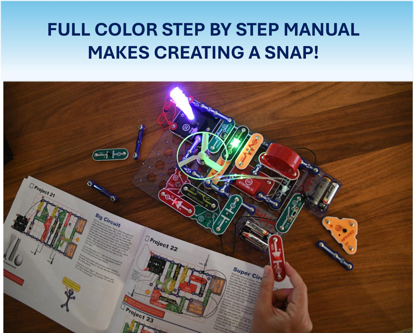 Snap Circuits Light Electronics Exploration Kit | Over 175 Exciting STEM Projects | Full Color Project Manual | 55+ Snap Circuits Parts | STEM Educational Toys for Kids 8+