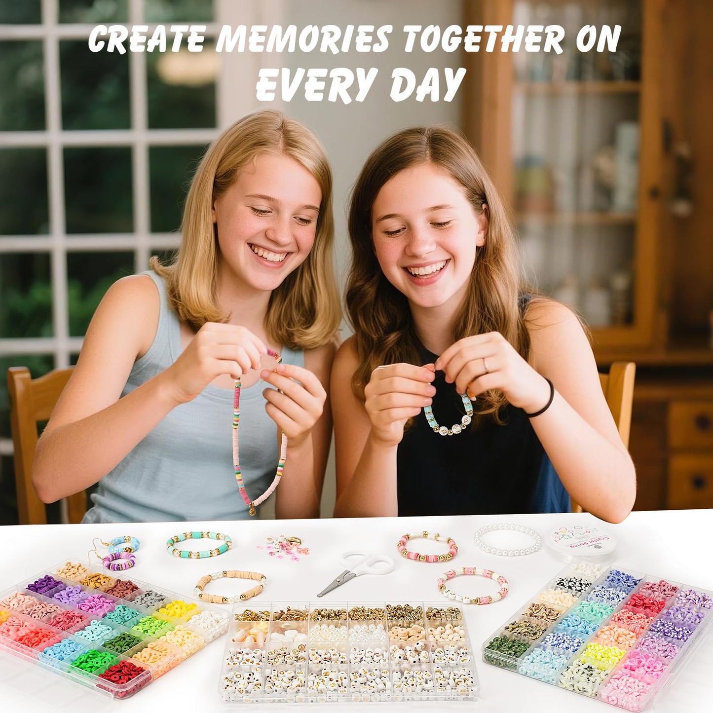 Dowsabel Clay Beads 3 Boxes Bracelet Making Kit, 10800pcs Beads for Jewelry Making, Letter Beads for Friendship Bracelets DIY Arts and Crafts Gifts for Girls Adults