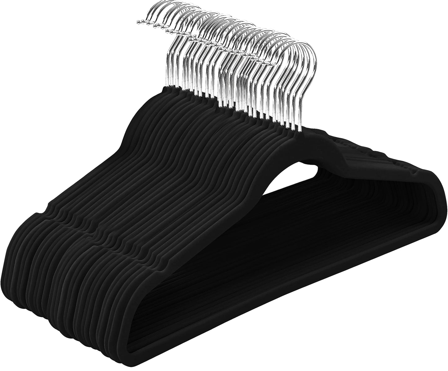 Utopia Home Velvet Hangers 50 Pack - Non-Slip Suit Hangers with 360 Degree Rotatable Hook - for Pants, Coats, Shirts & More (Black)