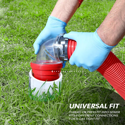 Valterra EZ Coupler 20-Foot RV Sewer Hose Kit for RV Camper, Includes 2 Attachable 10-Foot Hoses with Rotating Fittings and 90 Degree Clearview Sewer Adapter