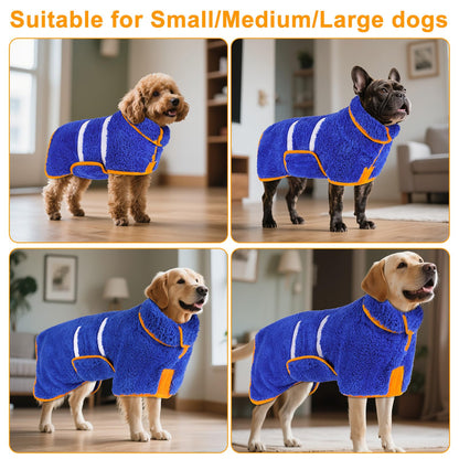 Bienbee Dog Bathrobe, Quick Drying Super Absorbent Dog Robes for After Bath, Warm Keeping Dogs Towel, Dogs Bath Supplies, Dark Blue XL