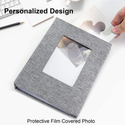 Vienrose Small Photo Album 4x6 Photos, 2 Pack Linen Cover Mini Photo Book, 26-Page Holds 52 Pictures, Artwork or Postcards Storage for Baby, Grey