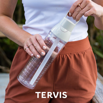 Tervis Venture Lite Clear & Colorful Lidded Made in USA Double Walled Insulated Tumbler Travel Cup Keeps Drinks Cold & Hot, 24oz Water Bottle, White Lid