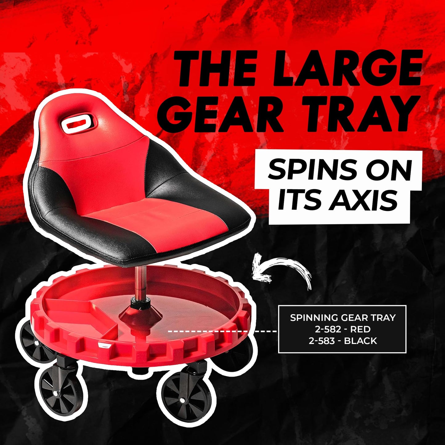 Traxion 2-700 ProGear Mobile Rolling Gear Seat W/Equipment Tray and Five All-Terrain 5" Casters