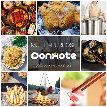 Donxote Wooden Noodles Kitchen Cooking Frying Chopsticks 16.5 Inches Brown Extra Long Set of 2 Pairs