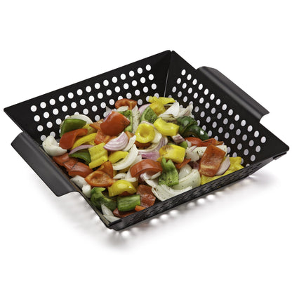 Cuisinart 11" x 11" Non-Stick Grill Wok, Perforated BBQ Grill Basket for Grilling Veggies, Meat & Stir-Fry, Outdoor Grilling Basket for Charcoal and Gas Grills