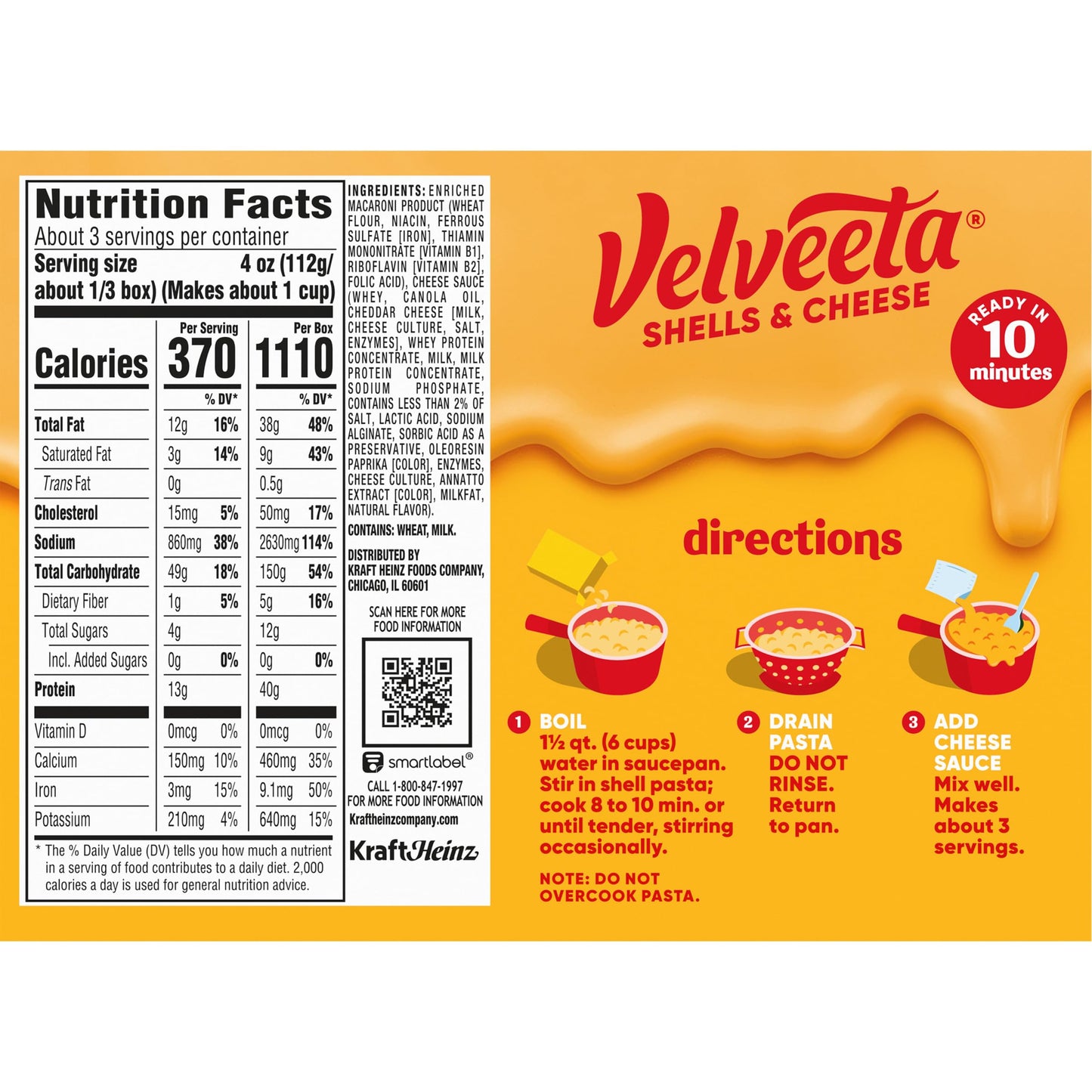 Velveeta Shells & Cheese Original Shell Pasta & Cheese Sauce, 3 ct Pack, 12 oz Boxes