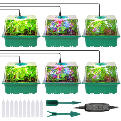 Seed Starter Trays with Grow Lights, 72 Cells Seed Starter Kit with Lights, 3 Lighting Mode, 4 Timing Set, Germination Kit for Seed Starting Trays, Seedling Starter with High Humidity Control Domes