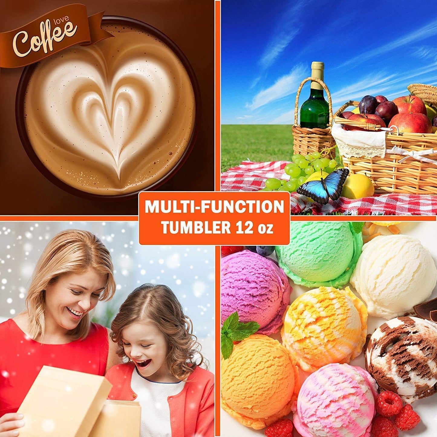 CHILLOUT LIFE 12 oz Stainless Steel Tumbler with Lid - Wine Tumbler Double Wall Vacuum Insulated Travel Tumbler Cup for Coffee, Wine, Cocktails, Ice Cream