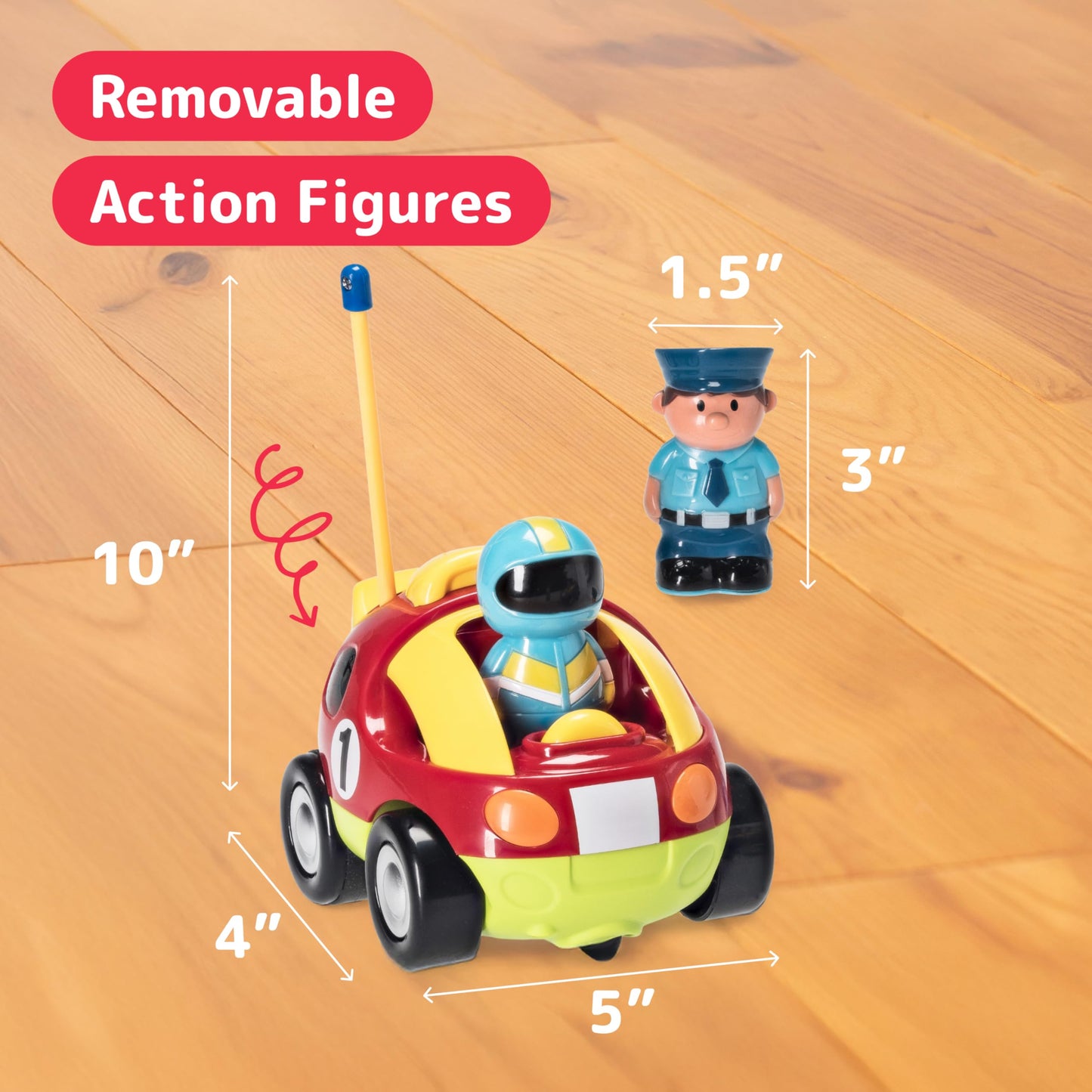 PREXTEX Cartoon Remote Control Car - 2-Pack Police and Race Car Toddler Toys - RC Cars for Kids with Different Frequencies - Easy Remote Control Toy and Thoughtful Gifts for Boys and Girls