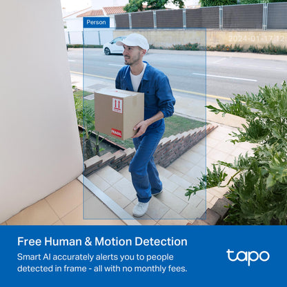 Tapo by TP-Link Smart Video Doorbell Camera Wireless with Chime, 2K with Full Color Night Vision & Spotlights, No Monthly Fee, Ring Call, 160° Ultra-Wide View, Free AI Detection, Local Storage,D210