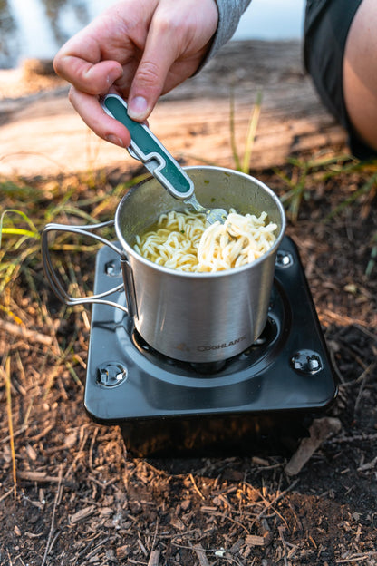 Coghlan's Portable Folding Camp Stove – Compact, Lightweight Steel Cooking Stove for Camping, Backpacking, Hiking, or Emergency Use – Uses Canned Heat or Fuel Tablets, Black