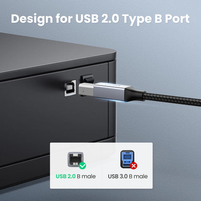 UGREEN USB B to USB C Printer Cable 3 FT, Nylon USB B to USBC Cable for MacBook Pro/Air, MIDI Cable Compatible with MIDI Keyboard/DJ Controller/DAC/Yamaha Casio Digital Piano for iPad