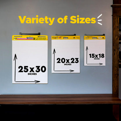 Bundle of Post-it Super Sticky Easel Pad 25 in x 30 in, 2 White Pads + 2 Lined Pads, 30 Sheets/Pad, Self Stick Flip Chart Paper, Teacher Anchor Flip Chart Paper, Super Sticking Power