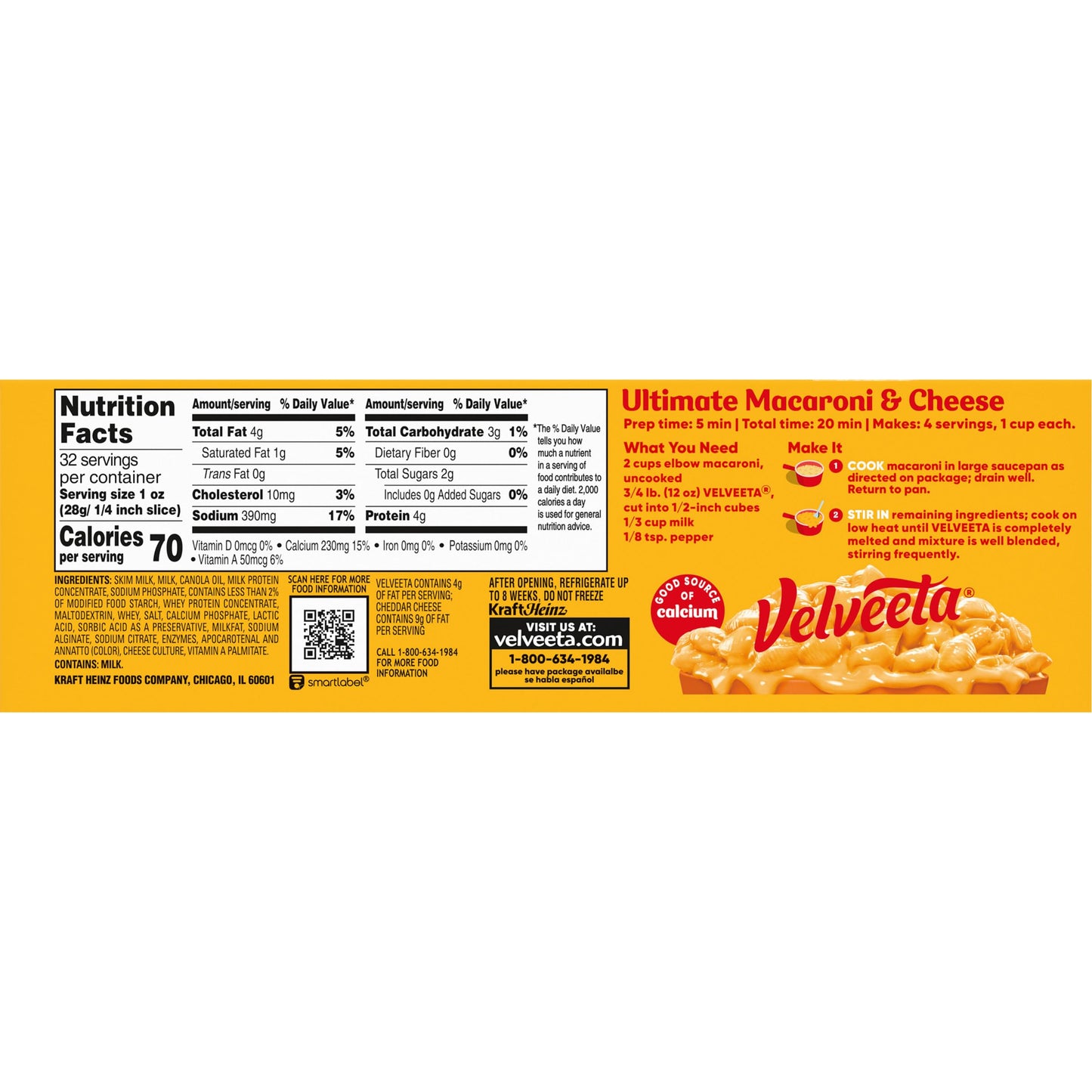 Velveeta Original Pasteurized Recipe Cheese Product Classic Size, 32 oz Block