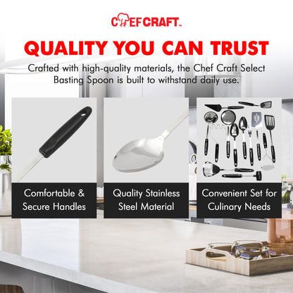 Chef Craft Select Basting Spoon, 12.5 inch, Stainless Steel