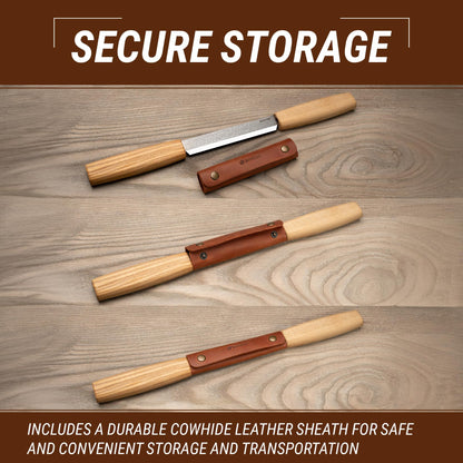 BeaverCraft Draw Knife Woodworking Tool 4.3"- Drawknife Wood Carving Knife with Leather Sheath DK2s - Whittling Knives for Shaping, Detailing, Spoon Carving - Whittling Tools