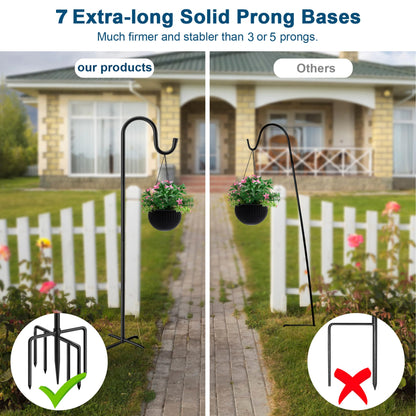 ANIDEER 84" Shepherds Hooks for Outdoor, Heavy Duty Bird Feeder Pole with 7 Prongs Base for Hanging Lantern, Hummingbird Feeder, Plant Baskets, Shepherds Hook for Bird Feeders for Outside, 1 Pack