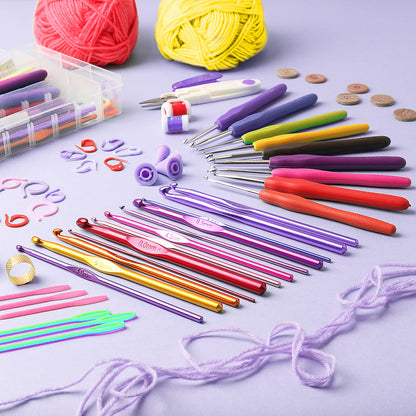Crochet Kit for Beginners Adults and Kids, Knitting & Crochet Supplies Includes 1500 Yards Assorted Yarn, 21 Ergonomic Hooks, Plus Many Accessories – Beginner Crochet Kits Ideal for Amigurumi