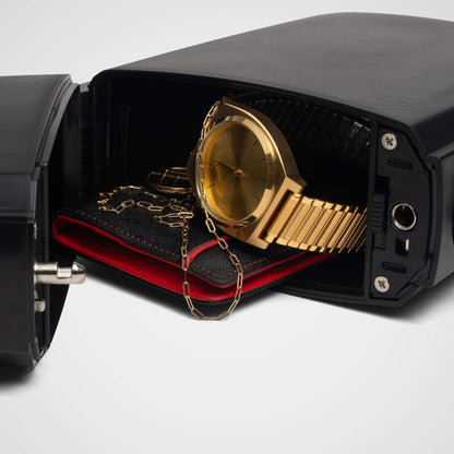 SAFEGO Portable Indoor/Outdoor Lock Box Safe with Key and Combination Access (Compact, Black)