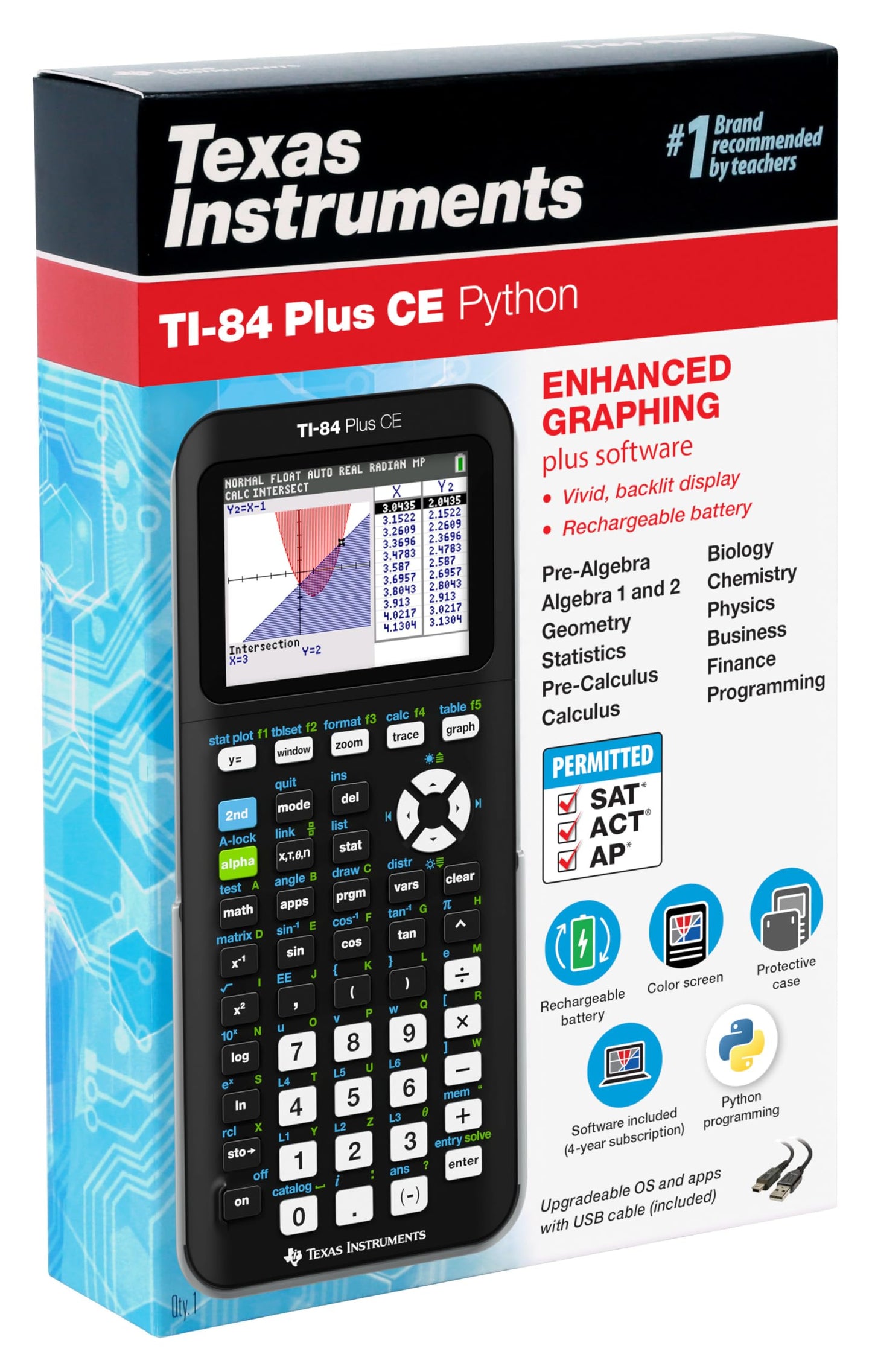 Texas Instruments TI-84 Plus CE Color Graphing Calculator, Black
