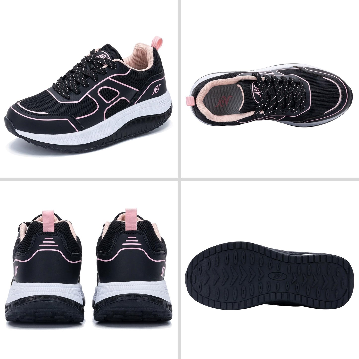 ZF ZEFUHER Women's Walking Shoes with Arch Support Orthotic Plantar Fasciitis Sneakers Tennis Running Shoes BlackRose 9.5