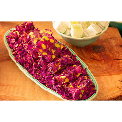 Cerez Pazari Turkish Delight Pistachio with Fantastic Rose & Pomegranate Flavour Experience in Luxury Gift Box 8.8 oz | Assorted Gourmet Soft Candy, Sweet Vegan Traditional Lokum (Loukoumi) (9-11 Pcs)