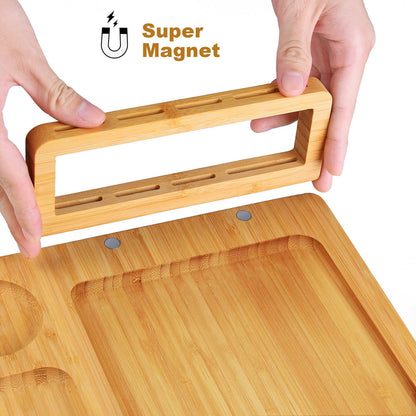 Xergur Bamboo Cheese Board Set - Charcuterie Boards and Serving Meat Platter, Cheese Tray with 4 Stainless Steel Cheese Knives Cutting Board Platter, Ideal for Halloween, Wedding, Christmas Gifts