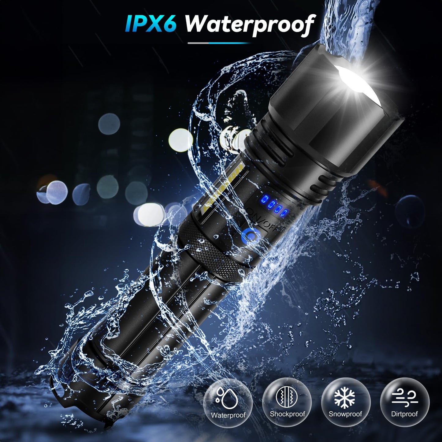 Sigoobal Rechargeable Flashlight, High Lumens Super Bright Flash Light, 7 Modes with COB Work Light, IPX6 Waterproof, Powerful Handheld LED Flashlights for Home Camping Hiking