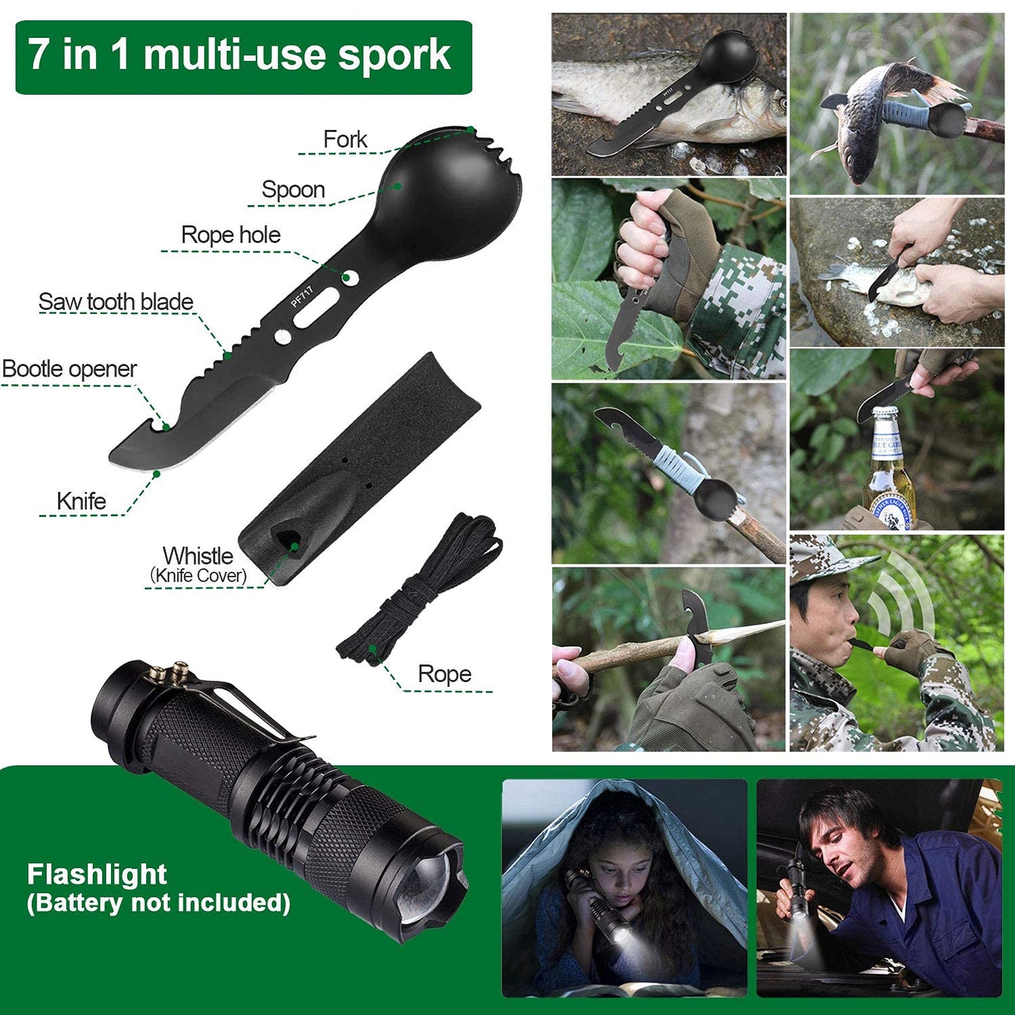 Angieast Survival Kit 35 in 1, First Aid Kit, Survival Gear, Survival Tool Gifts for Men Boyfriend Him Husband Christmas Camping, Hiking, Hunting, Fishing