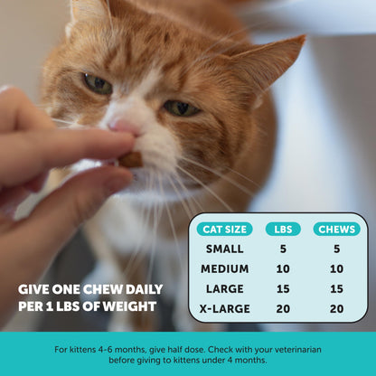 Calming Chews for Cats - Cat Anxiety Relief + Helps Reduce Stress - Behavioral Support & Promotes Relaxation for Travel, Boarding, Vet Visits, Separation Anxiety - Chicken (30-Day Supply)