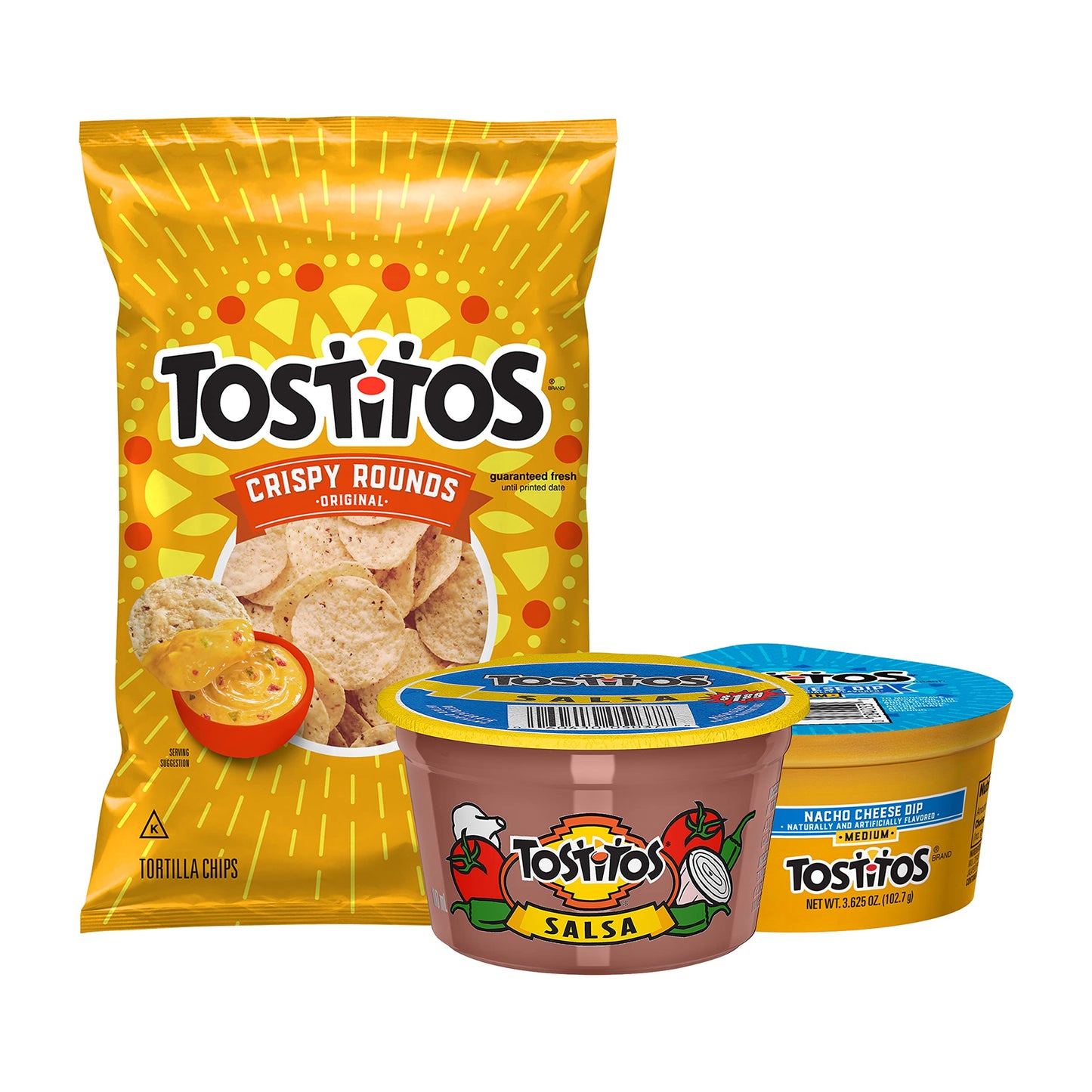 Tostitos Tortilla Chips Chip & Salsa Pack, 3oz Tostitos Crispy Rounds & 3.8oz Medium Salsa (16 count)