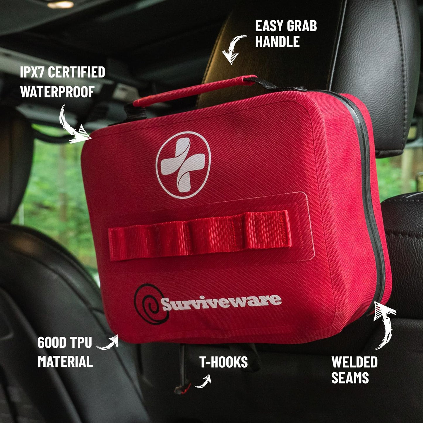 Surviveware 184 Pcs Waterproof Premium Survival First Aid Kit - Survival Emergency Preparedness for Travel Camping Gear, Survival Kit and Outdoor Emergencies - Survival Kit