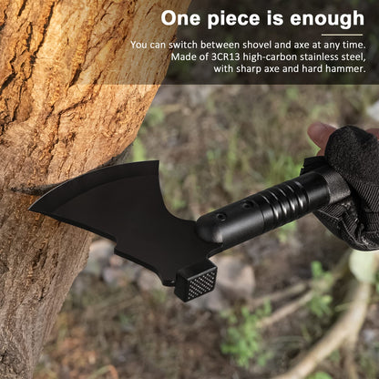 Suprock Survival Shovel High Carbon Steel Tactical Shovel Axe Folding Entrenching Tool Camping Hiking Shovel Carrying Pouch Car Emergency Survival Gear